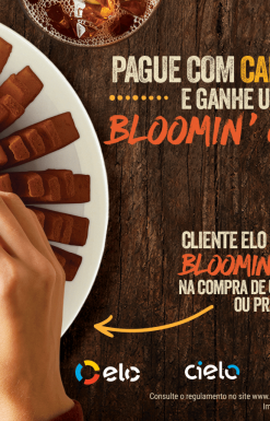 Promoção "Pague com cartão Elo e ganhe uma Bloomin' Onion" com foto da Bloomin' Onion e logos do Outback, Elo e Cielo.