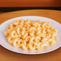 Mac and Cheese num prato branco.