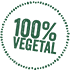 Ícone escrito em verde "100% Vegetal" com fundo branco.