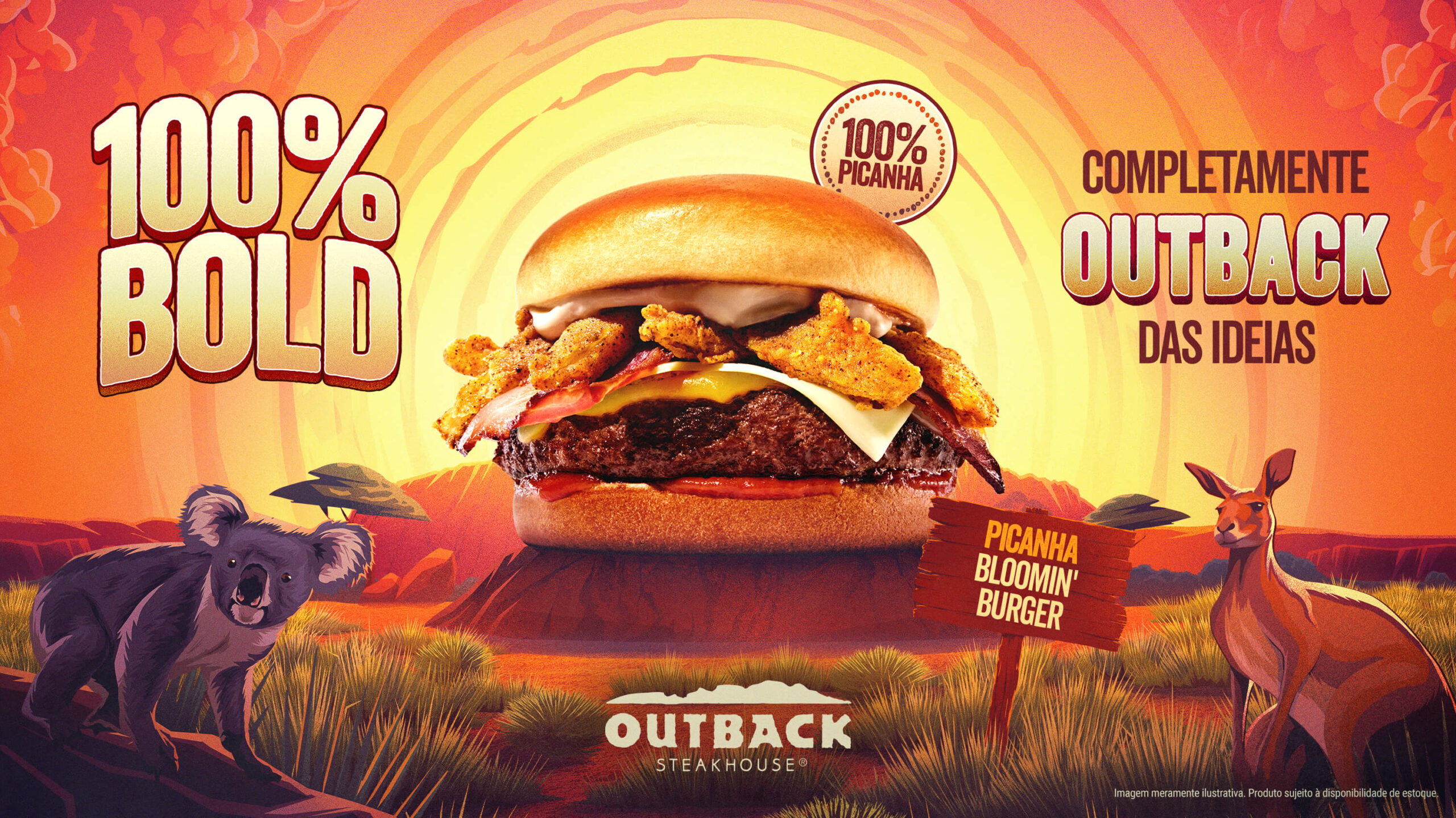 100% Bold: Outback apresenta hambúrgueres inéditos feitos de 100% picanha e 100% de sua clássica costela, além de uma versão do brownie com NUTELLA®️