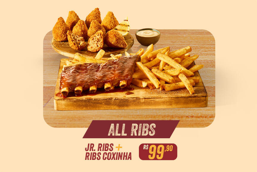 All Ribs - JR. Ribs + Ribs Coxinha por R$99,90