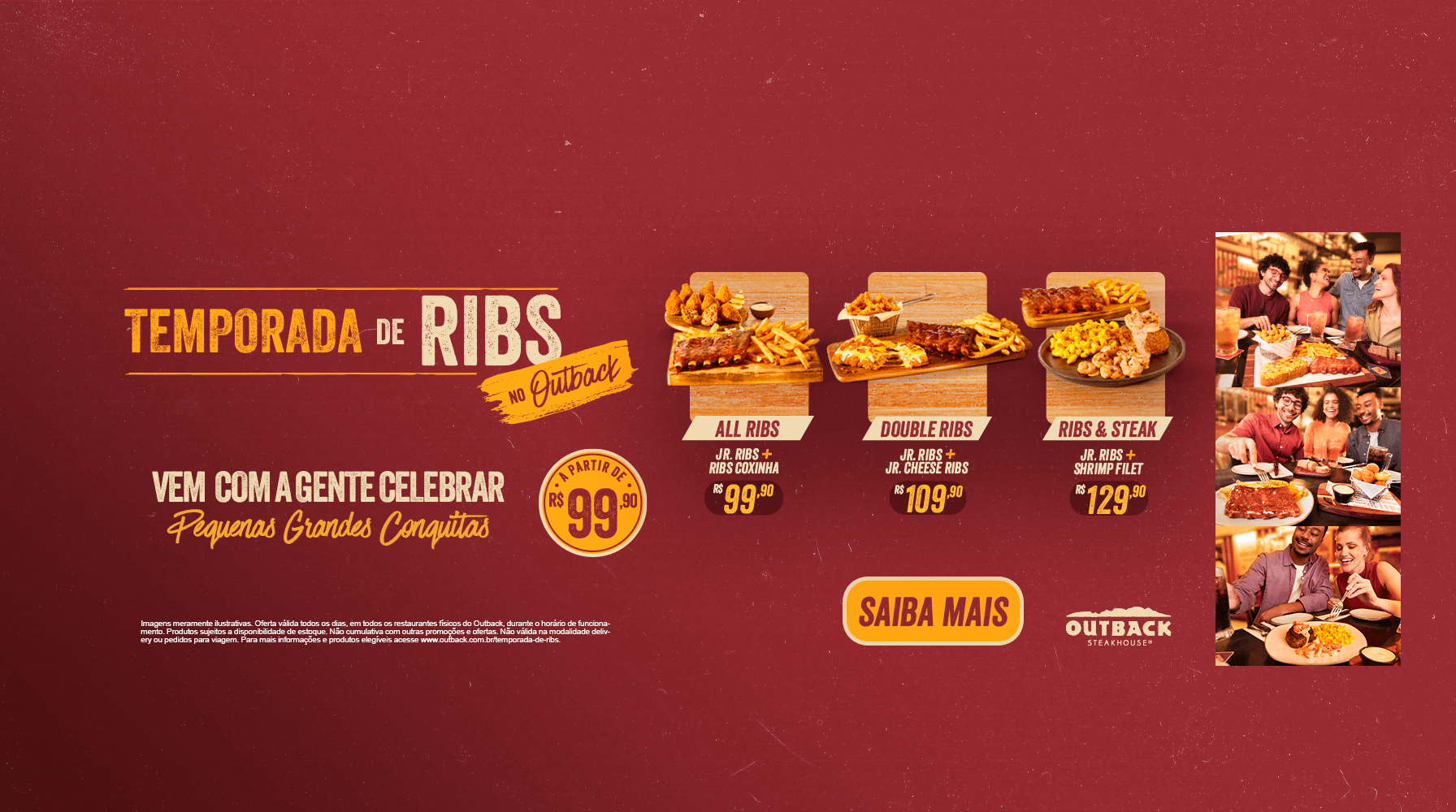 É tempo de celebração! Outback lança Temporada de Ribs e convida clientes a comemorarem suas conquistas com a marca