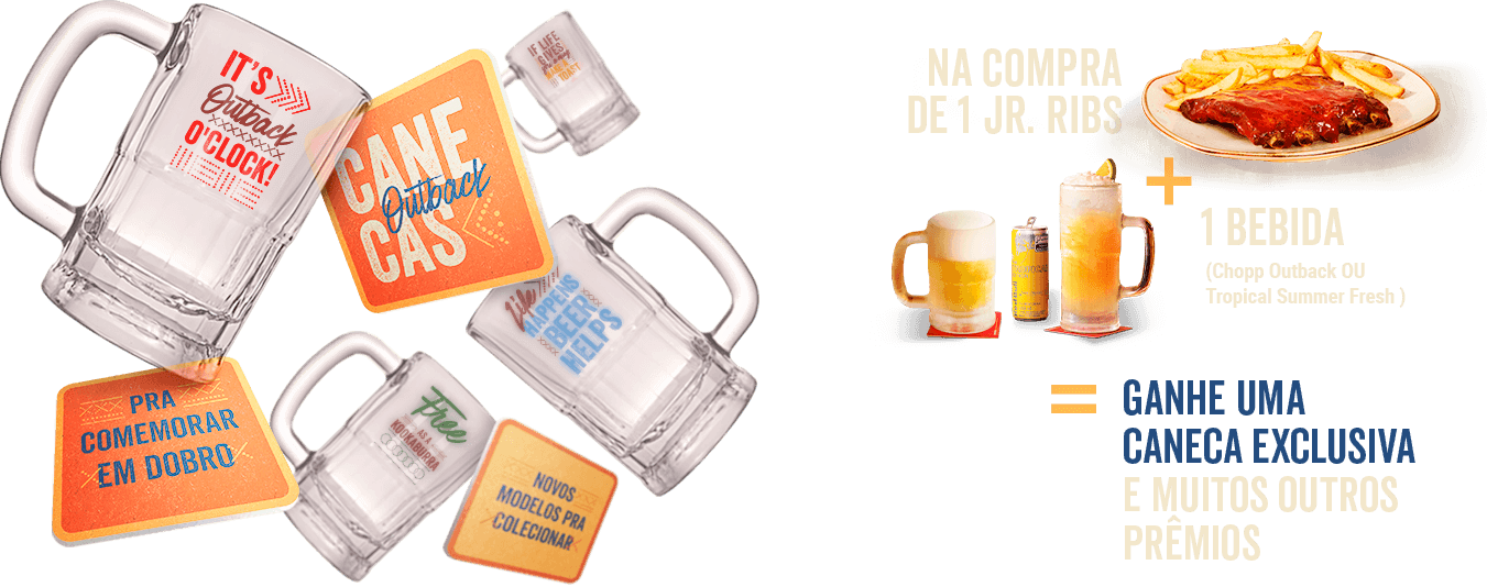 Na compra de 1 Jr. Ribs + 1 Bebida = Ganhe uma caneca exclusiva e muitos prêmios