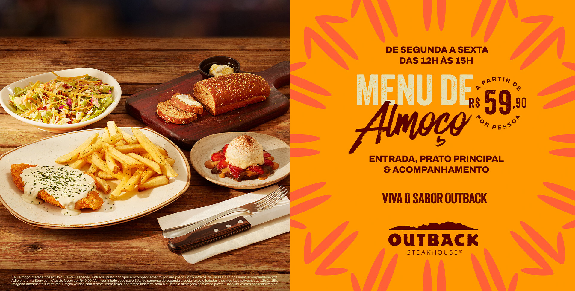 Banner Menu de Almoço - a partir de R$ 59,90 por pessoa